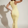 Vestido midi Ainslee con cuello cuadrado en amarillo pastel