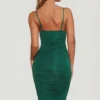 Vestido midi ajustado con cuello vuelto y fruncidos «You’re My Type» en verde
