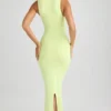 Vestido midi ajustado de cuello cuadrado Ainslee en modal, color verde matcha