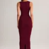 Vestido midi ajustado de cuello cuadrado Ainslee en modal color vino
