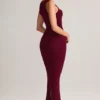 Vestido midi ajustado de cuello cuadrado Ainslee en modal color vino