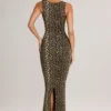 Vestido midi ajustado de cuello cuadrado Ainslee en modal con estampado de leopardo