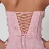 Vestido midi-axo con cordones y abertura Eudora en rosa suave