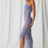 Vestido midi bandeau fruncido Papeete en morado lavanda