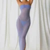 Vestido midi bandeau fruncido Papeete en morado lavanda