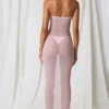 Vestido midi bandeau fruncido Papeete en rosa suave