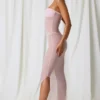 Vestido midi bandeau fruncido Papeete en rosa suave
