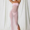 Vestido midi bandeau fruncido Papeete en rosa suave