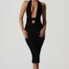 Vestido midi con aberturas y espalda abierta Harlyn en negro