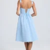 Vestido midi con corsé drapeado Marguerite en azul claro
