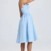 Vestido midi con corsé drapeado Marguerite en azul claro