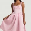 Vestido midi con corsé drapeado Marguerite en color rosa palo