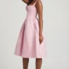 Vestido midi con corsé drapeado Marguerite en color rosa palo