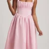 Vestido midi con corsé drapeado Marguerite en color rosa palo