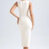 Vestido midi con cuello corazón Aiko en color marfil