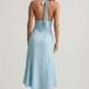 Vestido midi con cuello halter Elonia con estampado floral azul