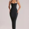 Vestido midi con cuello halter Landen en negro