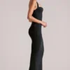 Vestido midi con cuello halter Landen en negro