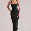 Vestido midi con cuello halter Landen en negro