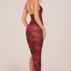 Vestido midi con cuello halter y abertura en el dobladillo de Storie, con estampado de leopardo rosa