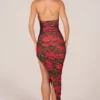 Vestido midi con cuello halter y abertura en el dobladillo de Storie, con estampado de leopardo rosa
