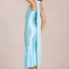 Vestido midi con detalle de pañuelo Giada en azul aguamarina suave