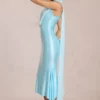 Vestido midi con detalle de pañuelo Giada en azul aguamarina suave