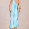 Vestido midi con detalle de pañuelo Giada en azul aguamarina suave