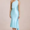 Vestido midi con detalle de pañuelo Giada en azul aguamarina suave