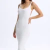 Vestido midi con escote pronunciado y espalda abierta Lois Modal en blanco