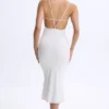 Vestido midi con escote pronunciado y espalda abierta Lois Modal en blanco