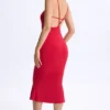 Vestido midi con escote pronunciado y espalda abierta Lois Modal en rojo cereza