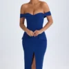Vestido midi con hombros descubiertos Rasine en azul marino