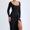 Vestido midi con volantes Tarai Modal en negro