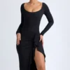 Vestido midi con volantes Tarai Modal en negro