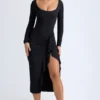 Vestido midi con volantes Tarai Modal en negro