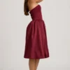 Vestido midi convertible con lazo y bajo abullonado de Gloriana en rojo vino
