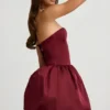 Vestido midi convertible con lazo y bajo abullonado de Gloriana en rojo vino