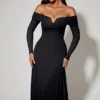 Vestido midi de corte A con encaje y tirantes cruzados Nerissa en negro