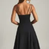 Vestido midi de corte A con lazo Mallory en negro