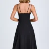 Vestido midi de corte A con lazo Mallory en negro