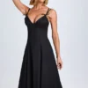 Vestido midi de corte A con lazo Mallory en negro