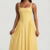 Vestido midi de corte A de modal Aireen en amarillo pastel