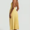 Vestido midi de corte A de modal Aireen en amarillo pastel