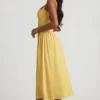 Vestido midi de corte A de modal Aireen en amarillo pastel