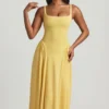 Vestido midi de corte A de modal Aireen en amarillo pastel