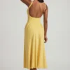 Vestido midi de corte A de modal Aireen en amarillo pastel