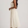 Vestido midi de corte A de modal Aireen en color marfil