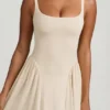 Vestido midi de corte A de modal Aireen en color marfil