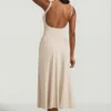 Vestido midi de corte A de modal Aireen en color marfil